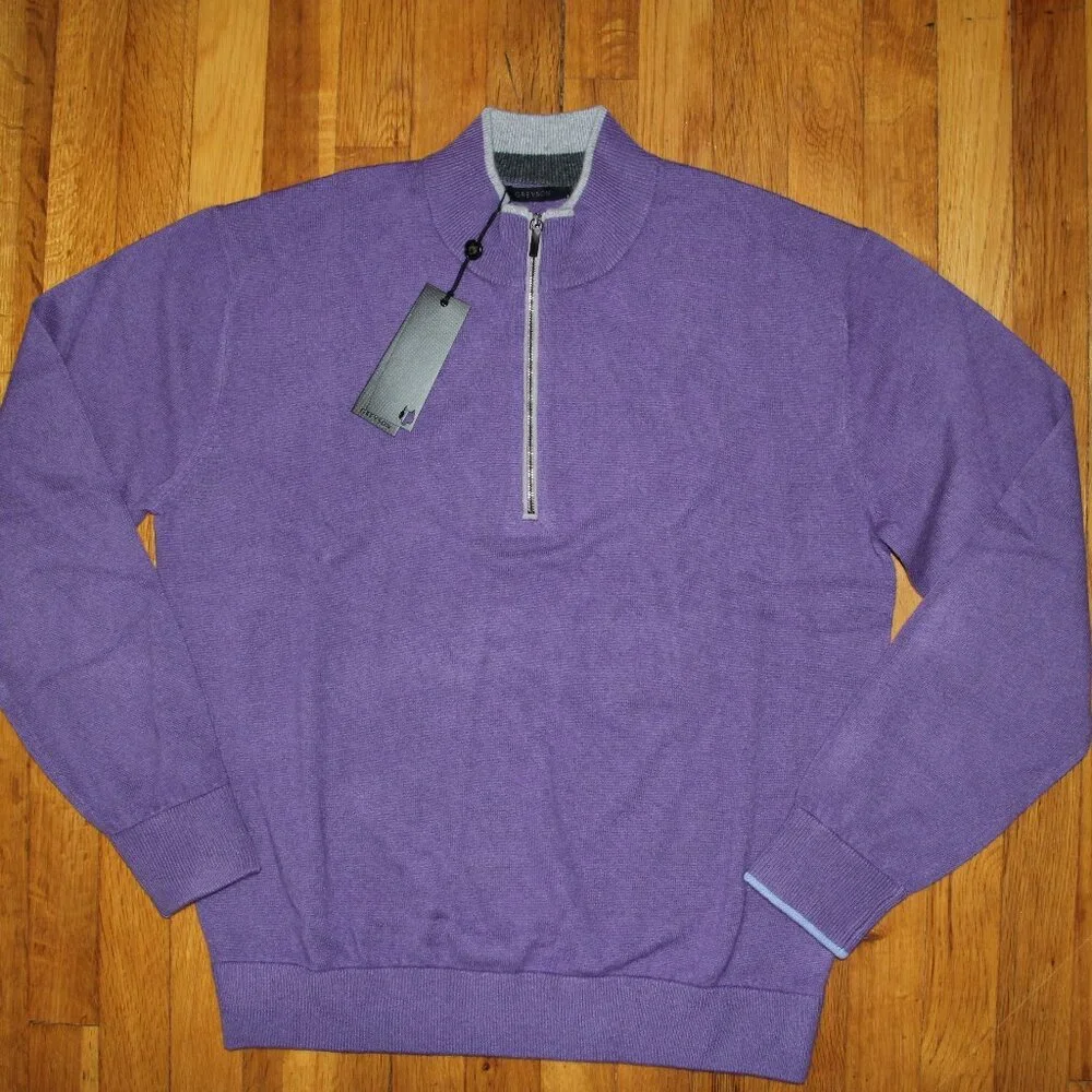 Greyson Clothiers Sebonack 1/4 Zip Golf Sweater Mens L Amalfi Wool Cashmere - Picture 1 of 5